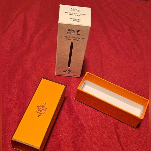 6 Hermes small box empty gift satin lipstick outer box rouge 4" x 1.5" - Picture 3 of 15